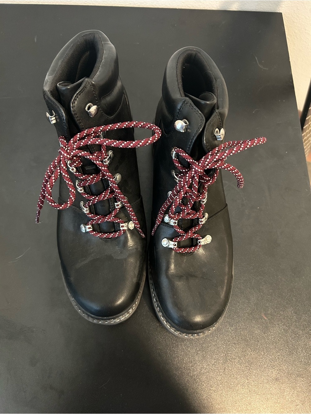 Target Black Lace-Up Women's Boots with Red Accent Laces